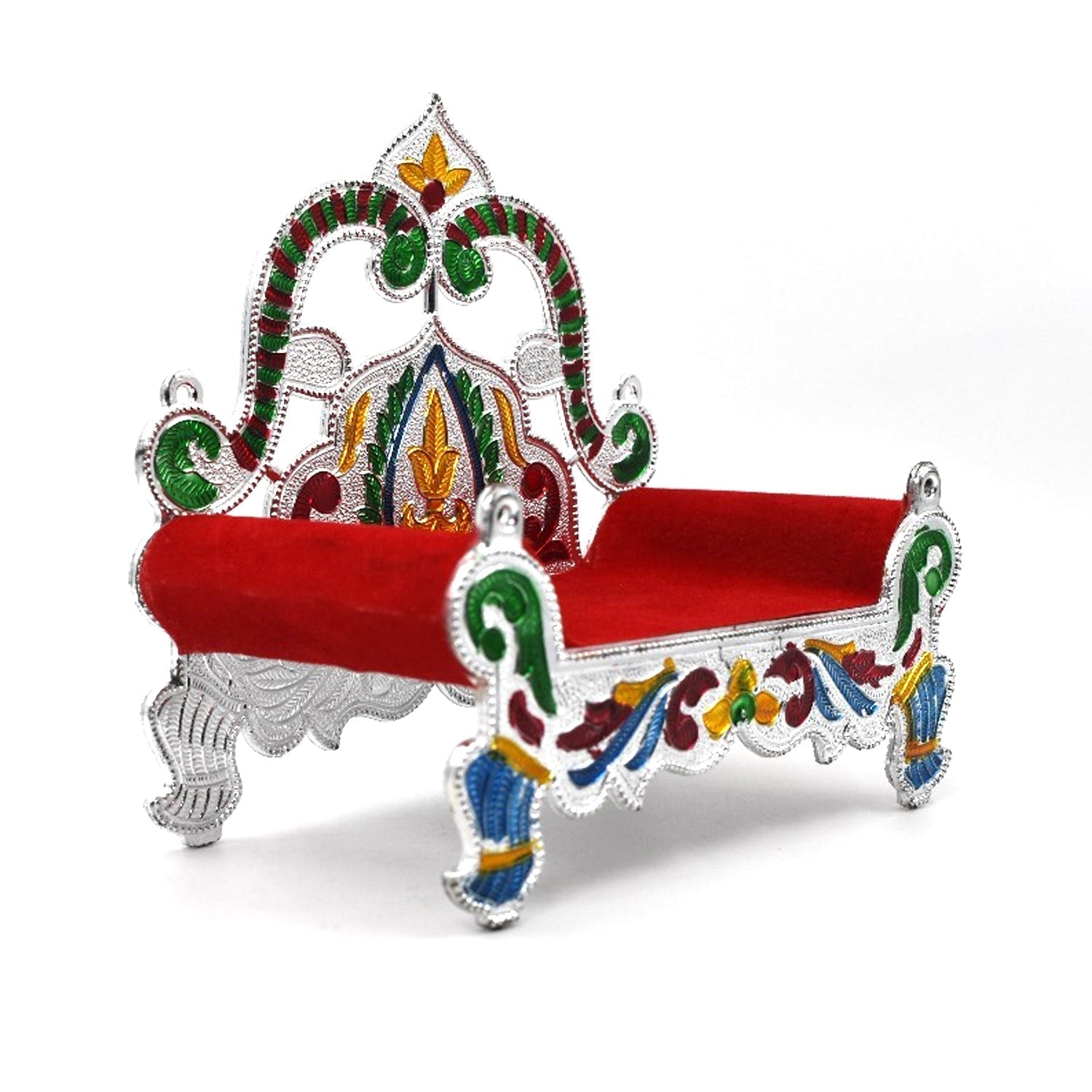 Rear view of the Bal Gopal Singhasan, highlighting its sturdy build.