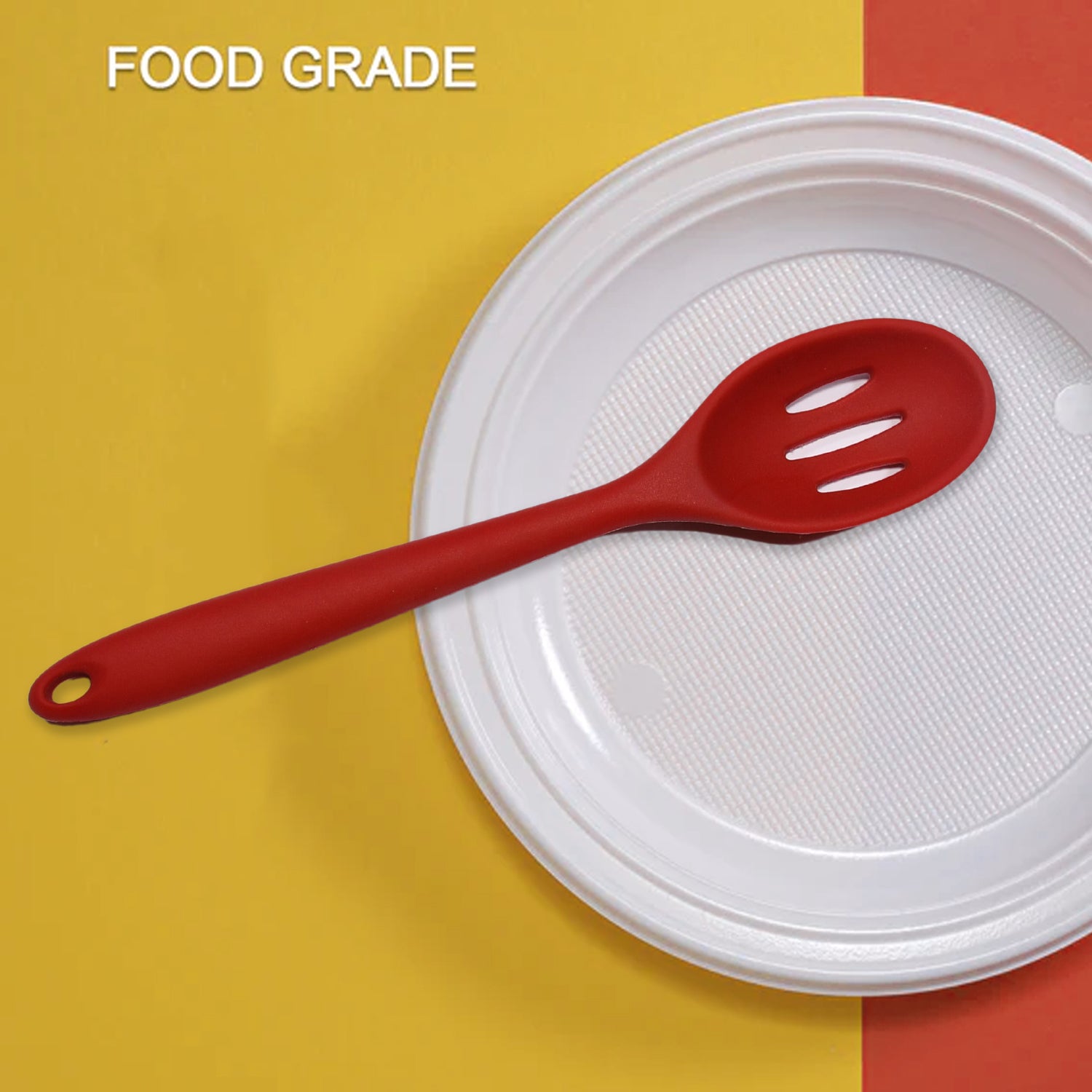 Ergonomic silicone kitchen turner designed for comfortable and easy handling during meal prep.
