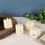 Unique bubble cube shaped LED candles providing safe, flameless decoration
