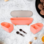 Angled view of the transparent spice jar with compartments on a modern kitchen counter.