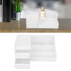 Elegant white desktop cosmetic storage box ideal for bedroom dressing table