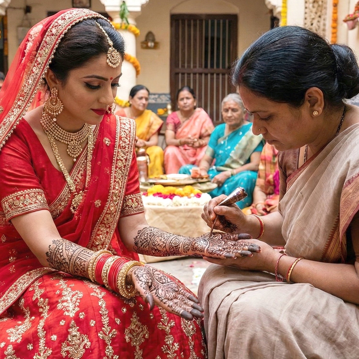 Close-up of fine Herbal Mehndi Powder alongside a henna cone tool