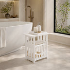 White nightstand with open storage for living room or bedroom