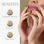 Gold metallic nail polish showing smooth, glossy finish ideal for parties