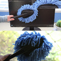 Microfiber car wash brush with ergonomic handle, ideal for cleaning car windows and exterior.