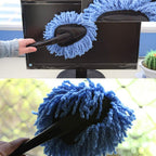 Microfiber car wash brush with ergonomic handle, ideal for cleaning car windows and exterior.