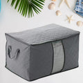 Organivo Quilted Storage Bag with clear window for organizing clothes and bedding.