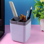 Durable plastic multi-compartment holder for desk organization