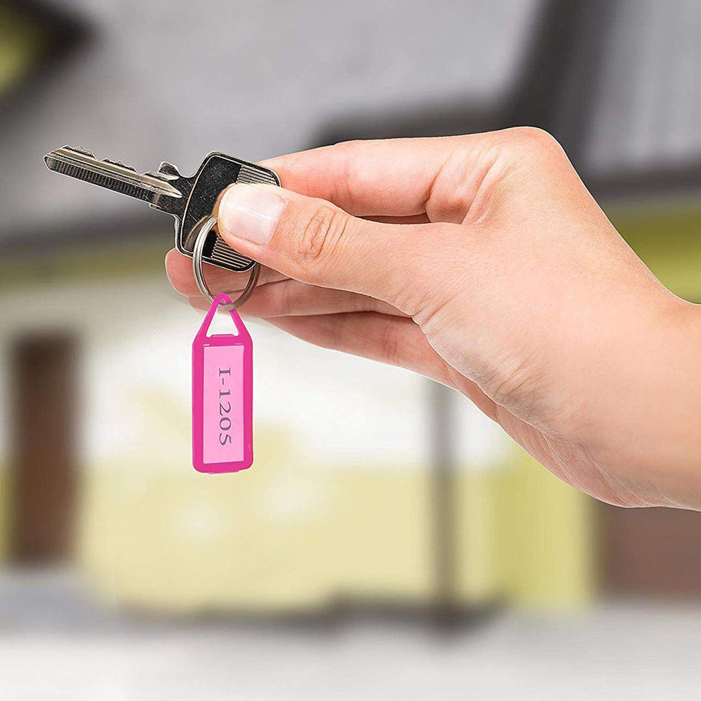 Clear keychain ID tag highlighting easy-to-write identification label