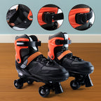 Top view of adjustable quad roller skates for kids showing mesh and closure system