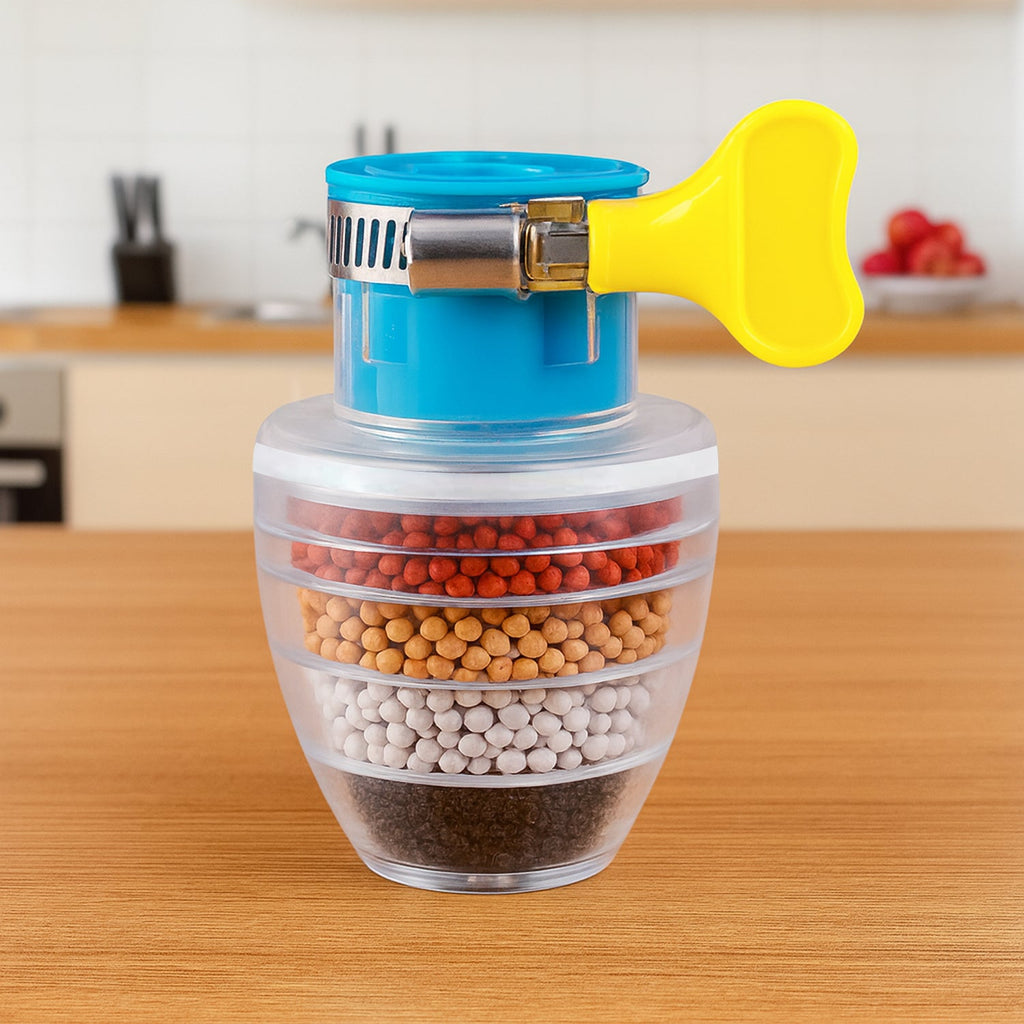 ShineCrest Faucet Water Filter cartridge, displaying its compact design and universal fit.