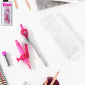 Student Geometry Compass Set with mechanical pencil and plastic case in vibrant pink color