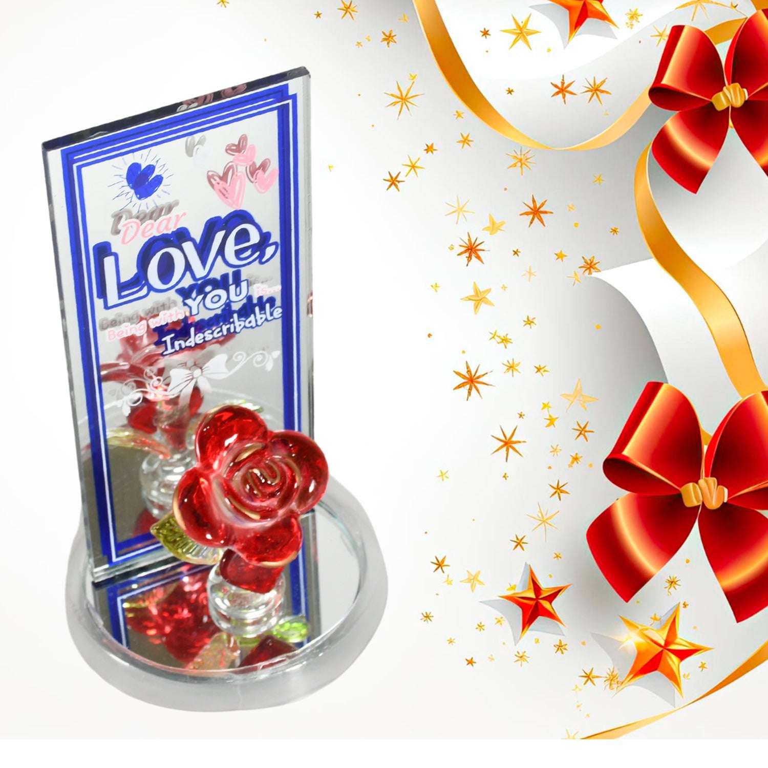 Decorative Rose Showpiece displayed on a wooden shelf, enhancing home decor.