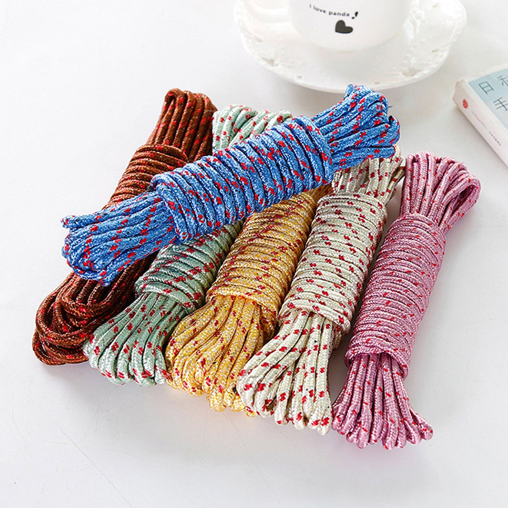 Portable nylon drying rope neatly folded for travel.