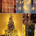 Multi-mode Star Curtain Lights draped across a wall, perfect for festive decoration.
