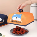 Reusable fabric food cover with cute printed design protecting plate