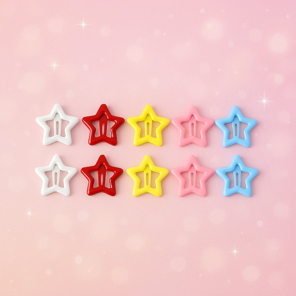 Single metal star hair clip on white background showing star design