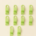 Plastic hanger hooks used for vertical wardrobe organization