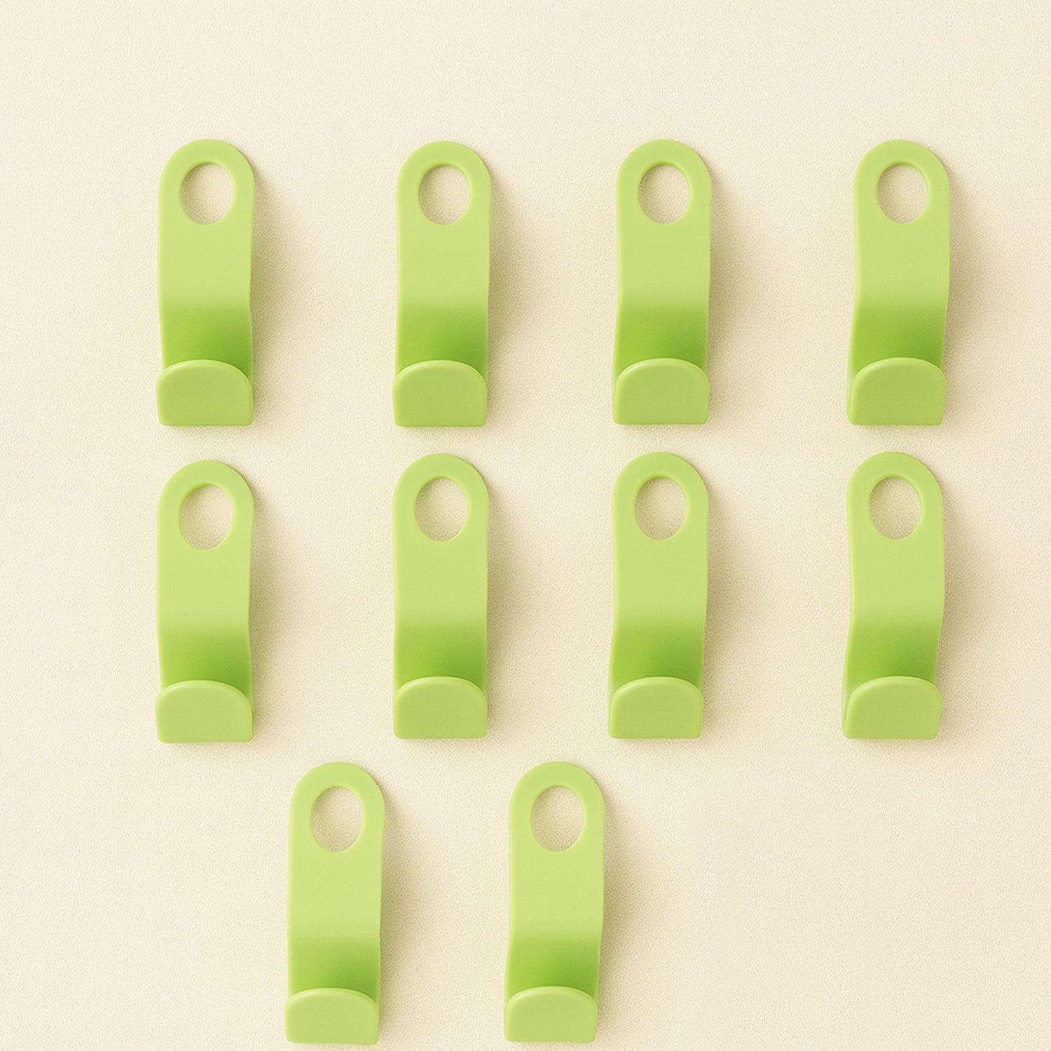 Plastic hanger hooks used for vertical wardrobe organization