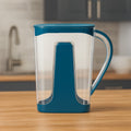 Transparent 2000ml water jug made from unbreakable plastic with handle and lid