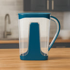Transparent 2000ml water jug made from unbreakable plastic with handle and lid