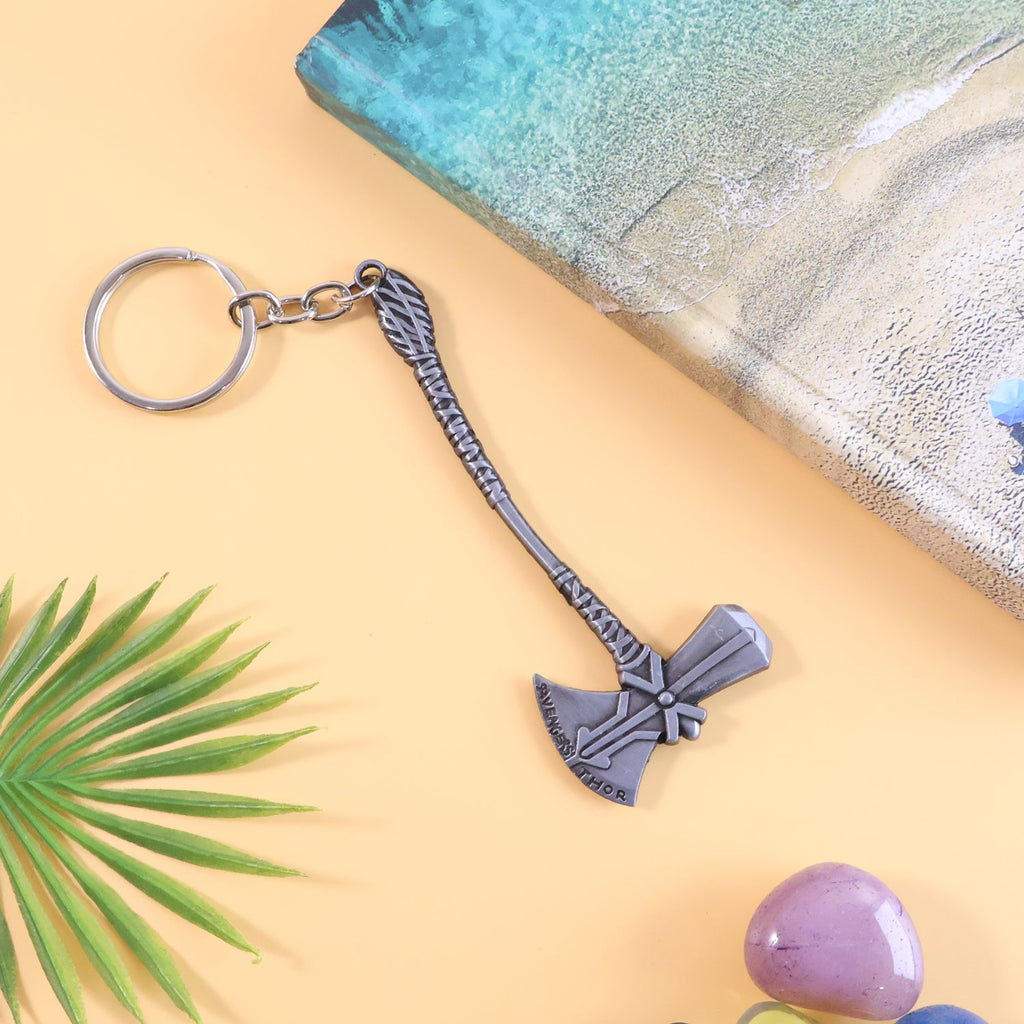 Axe Keychain featuring detailed 3D zinc alloy axe design with matte finish