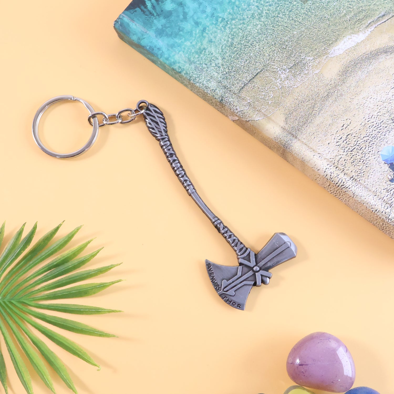 Axe Keychain featuring detailed 3D zinc alloy axe design with matte finish