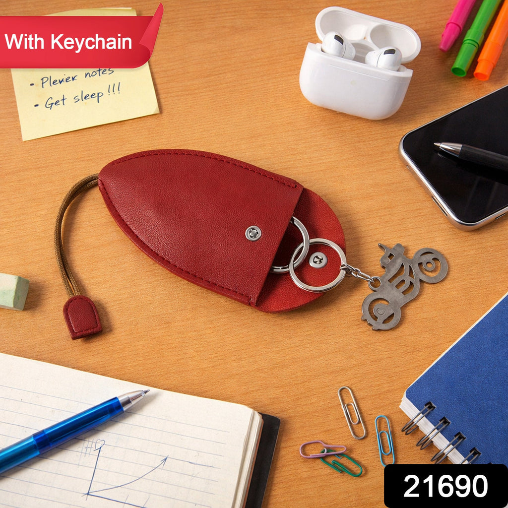Key organizer pouch showing snap-button closure and metal ring
