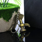 Front view of antique style Lord Shiva Shivaling metal keychain