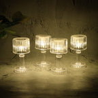 Crystal-effect LED wine glass table lamp with warm glowing light