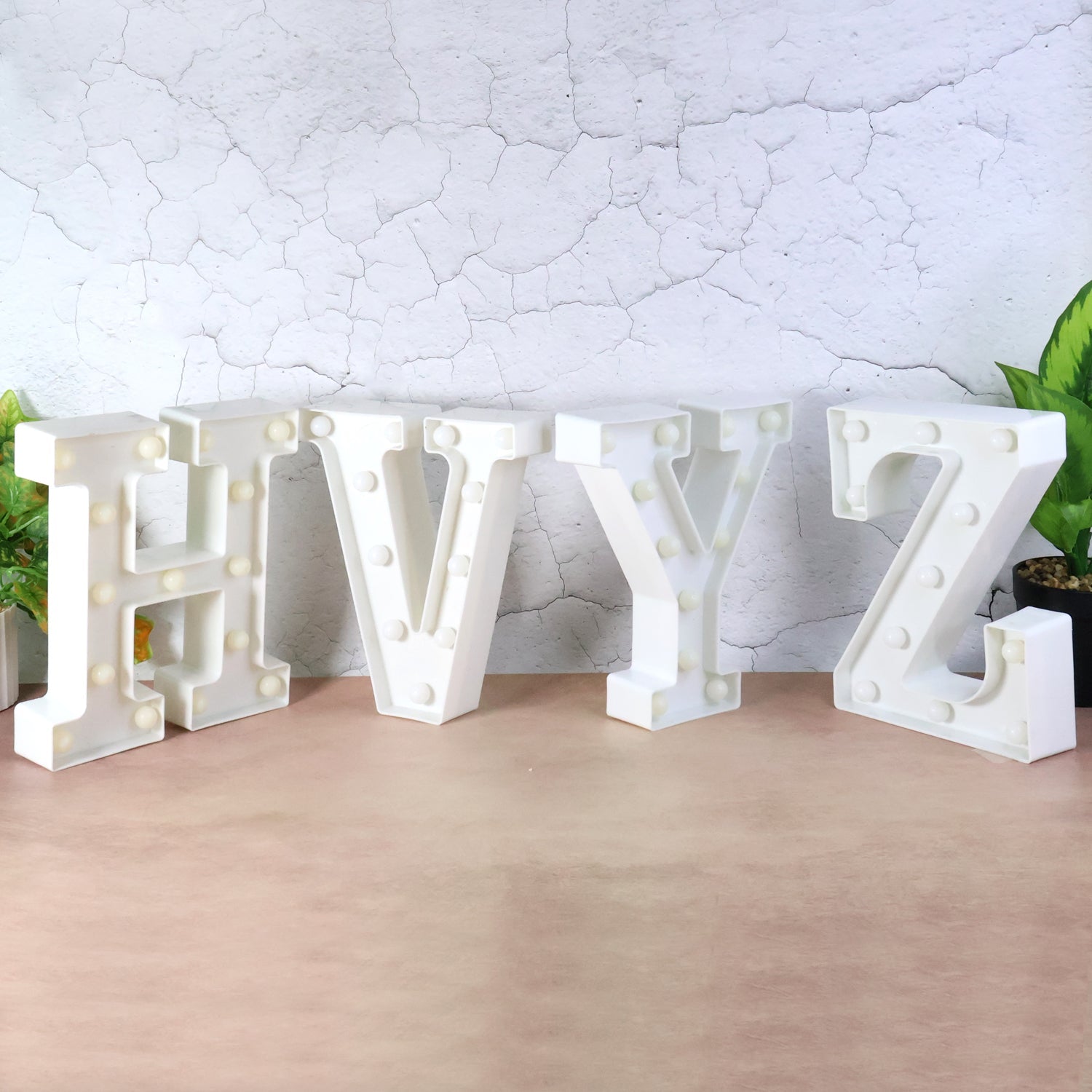 Battery operated LED decorative night light glowing on table in kids room