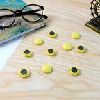 Packaging of the 10-piece strong round fridge magnet set.