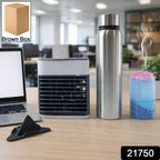 Compact office essentials combo set featuring mini air cooler and water bottles