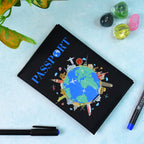 Elegant printed passport cover featuring detailed world map
