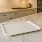 White plastic serving tray rectangular 40x30 cm empty