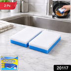 Set of two dual-layer sponge eraser pads for cookware and sink cleaning