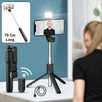 3 in 1 wired selfie stick extended to 70 cm for better photo angles