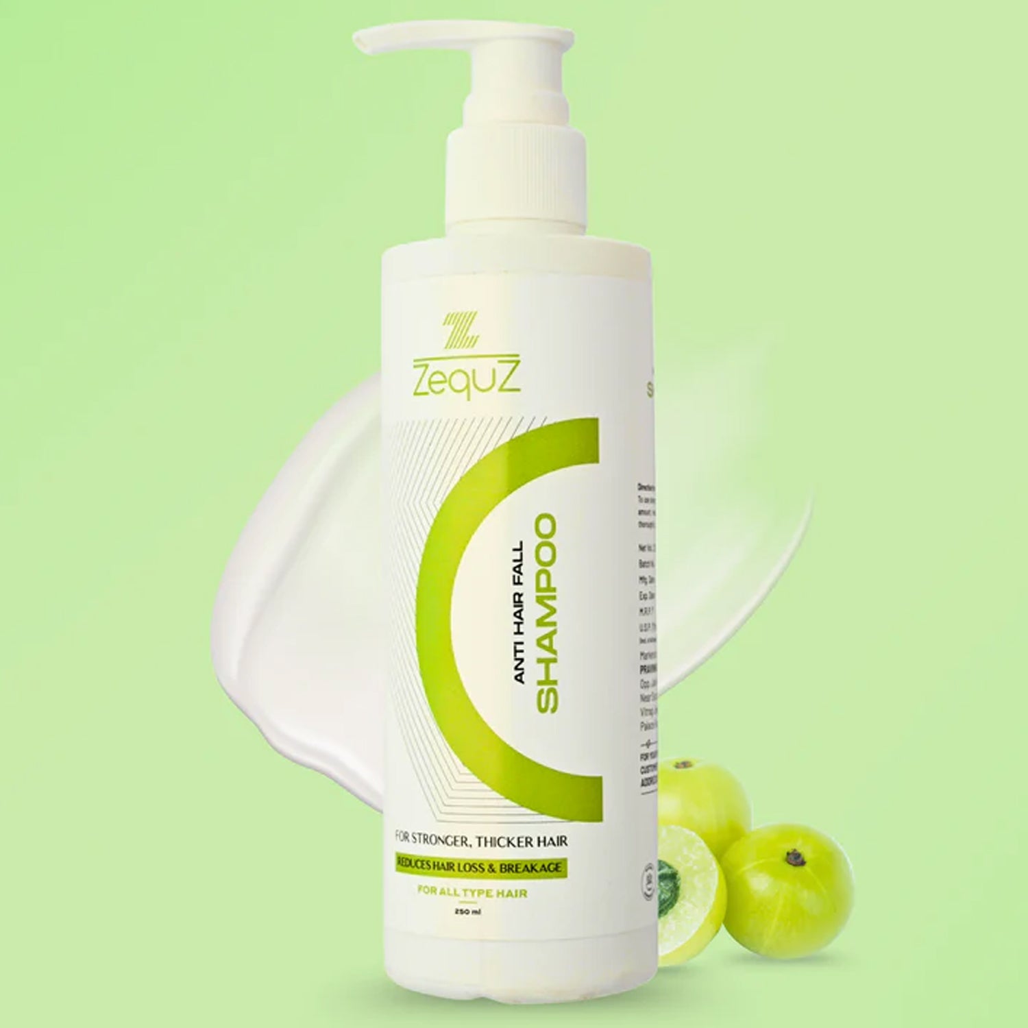Bottle of anti hair fall shampoo with strengthening formula front view