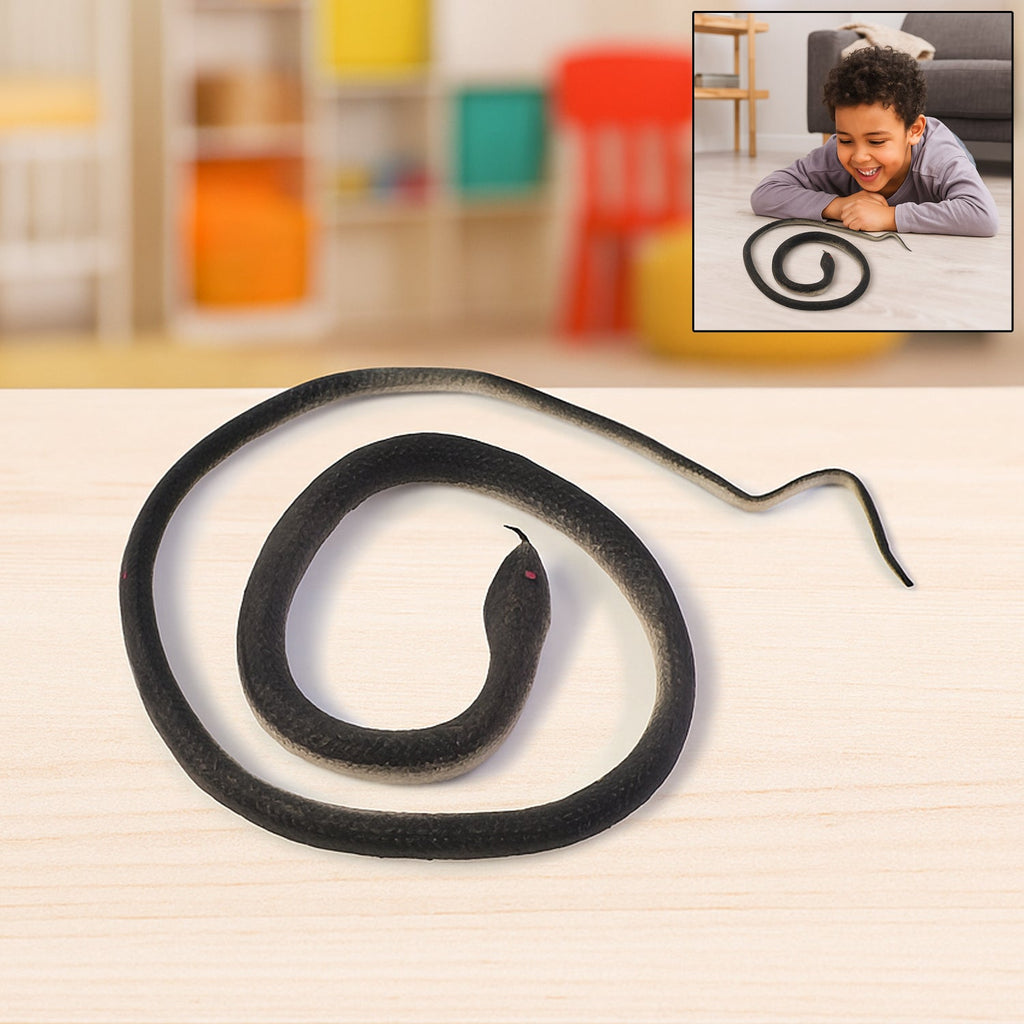 Realistic rubber snake toy showing lifelike scales and flexible body