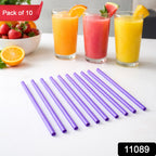 Colorful reusable plastic drinking straws set for smoothies and drinks