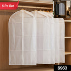 SKU 6963 - Pack of five foldable suit covers for clothes protection.