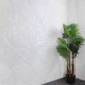 White floral embossed 3D foam wallpaper panel measuring 70×70 cm for wall decoration