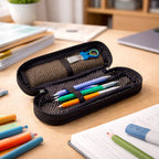 Stationery organizer zipper pouch with compact design