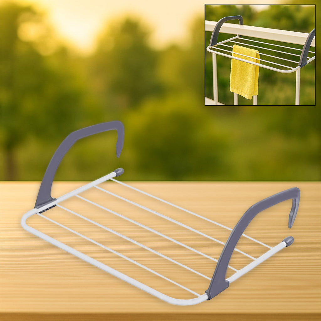 Sturdy metal folding drying rack from Indo Glow, ready for use.