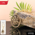 Close-up of Durga Maa Keychain with intricate golden oval frame design