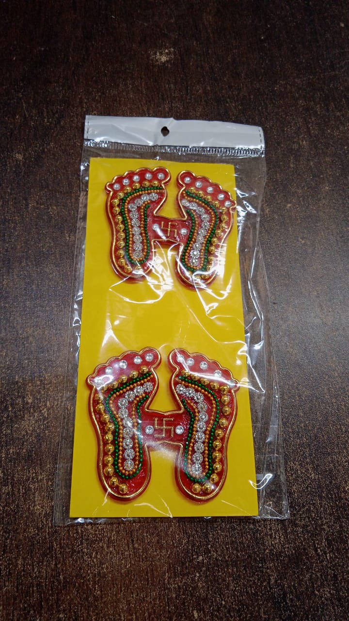 Pack of 2 Laxmi Charan Paduka stickers ready for spiritual home decoration