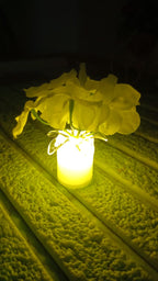 Close-up of the LED mood light base, showing the easy-to-use ON/OFF switch.