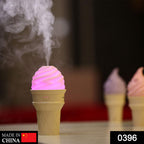 Compact ice cream shaped LED humidifier emitting mist