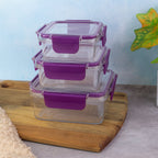 Airtight square food storage container set with transparent BPA-free bodies