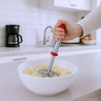 The Pau Bhaji masher in action, effortlessly mashing potatoes for a delicious meal.